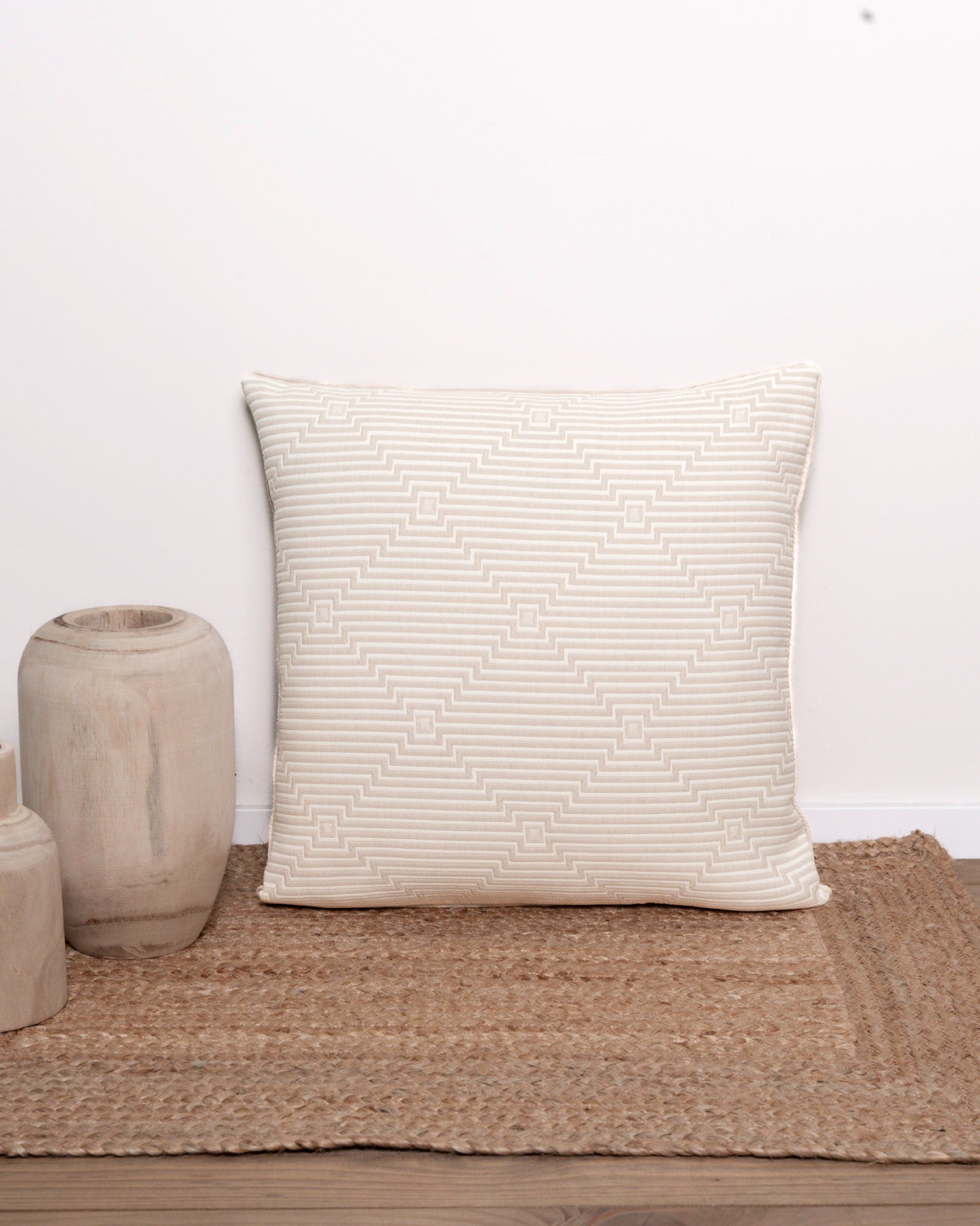 Cojín doble tela algodón jacquard Summa topo