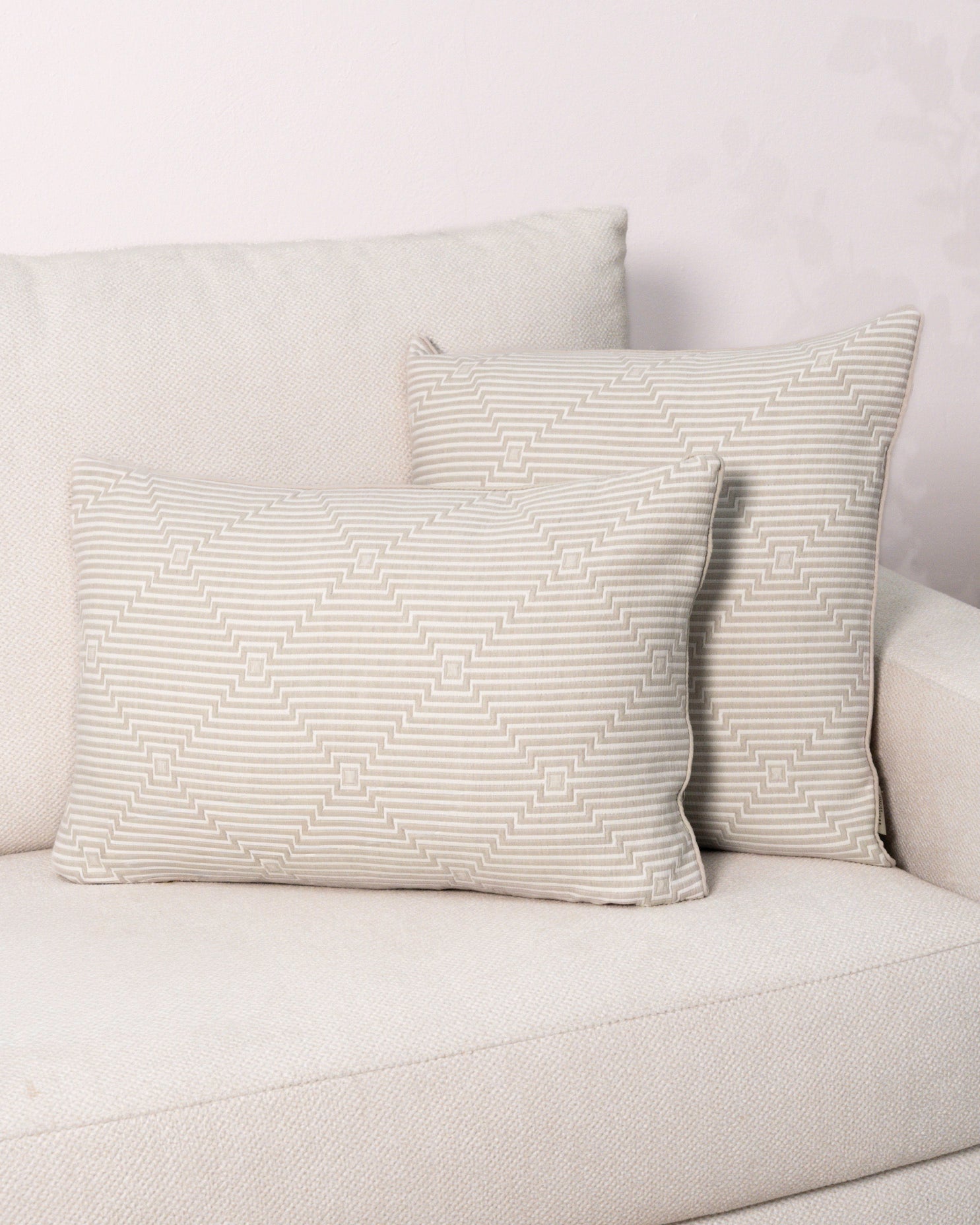 Cojín doble tela algodón jacquard Summa topo