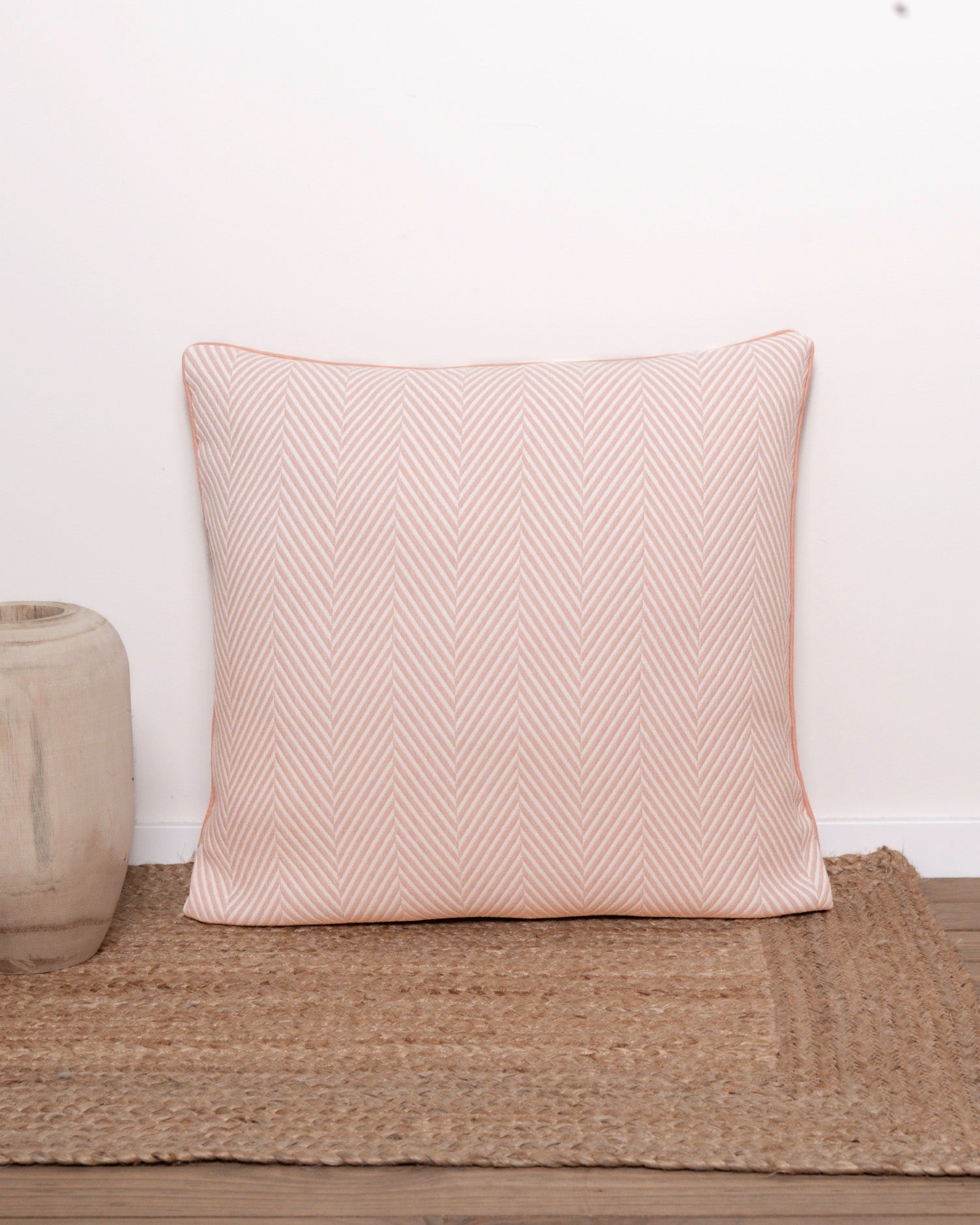 Cojín doble tela algodón jacquard Delta rosa keike