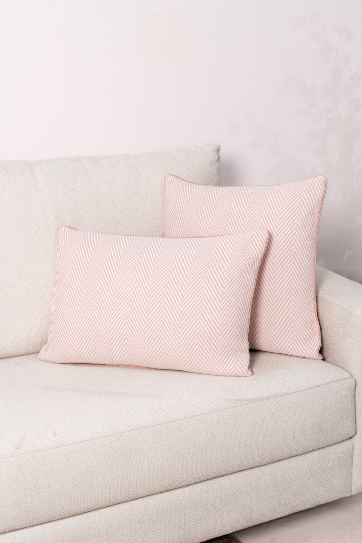 Cojín doble tela algodón jacquard Delta rosa keike