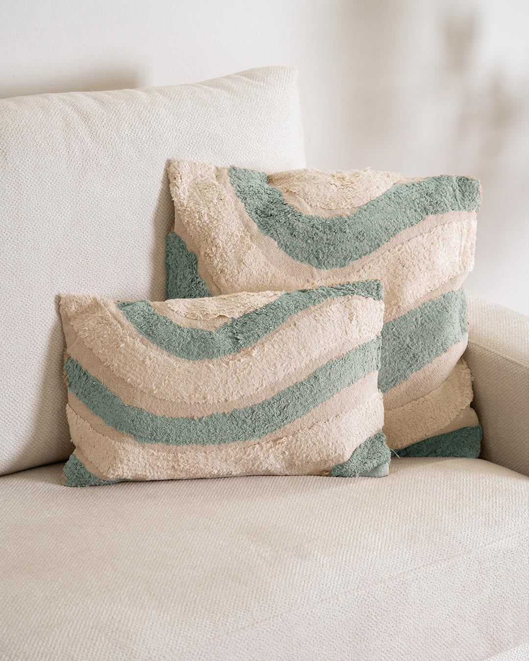 Cojín Algodón Tejada Verde Seco