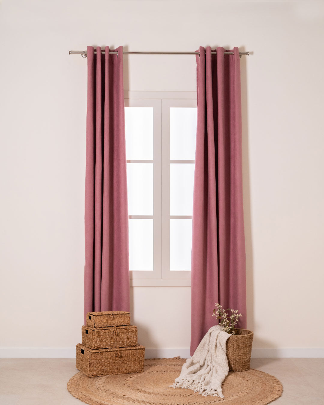 Tenda con occhielli in Ante color malva