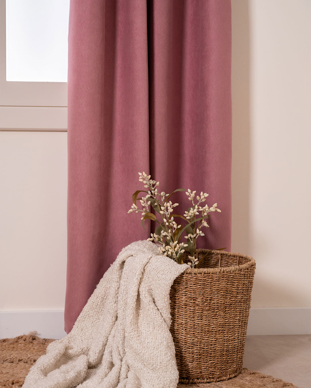 Tenda con occhielli in Ante color malva