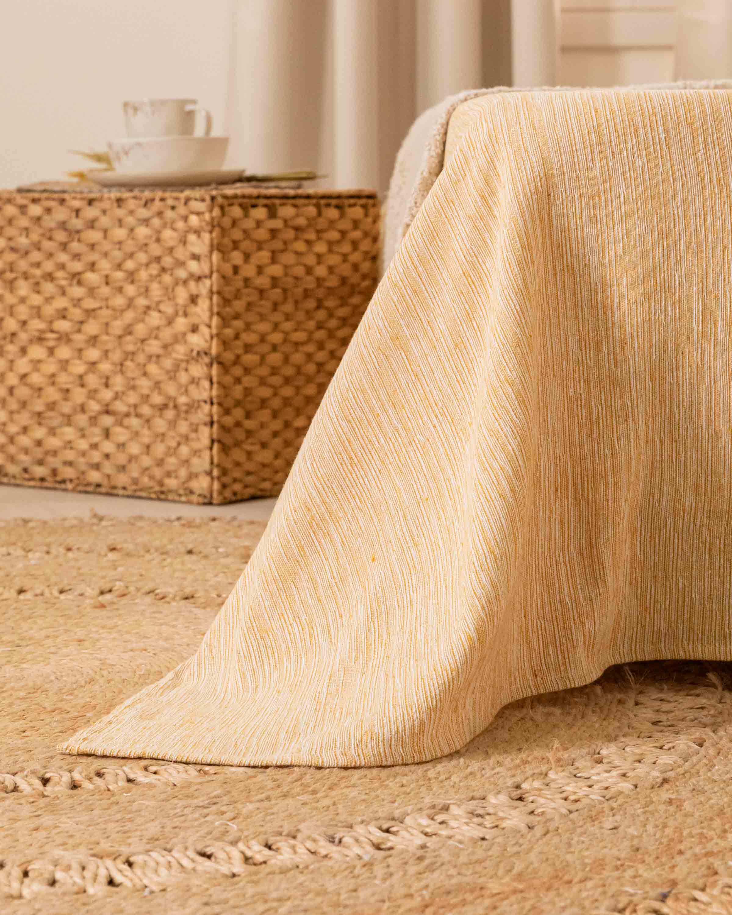 Pouf multifonction moutarde