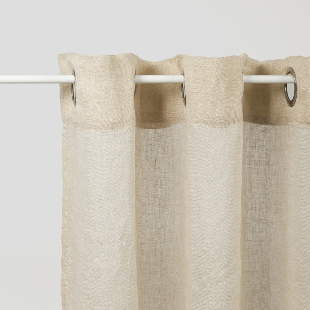 Eyelet Curtain, Sheer Cotton Linen Beige