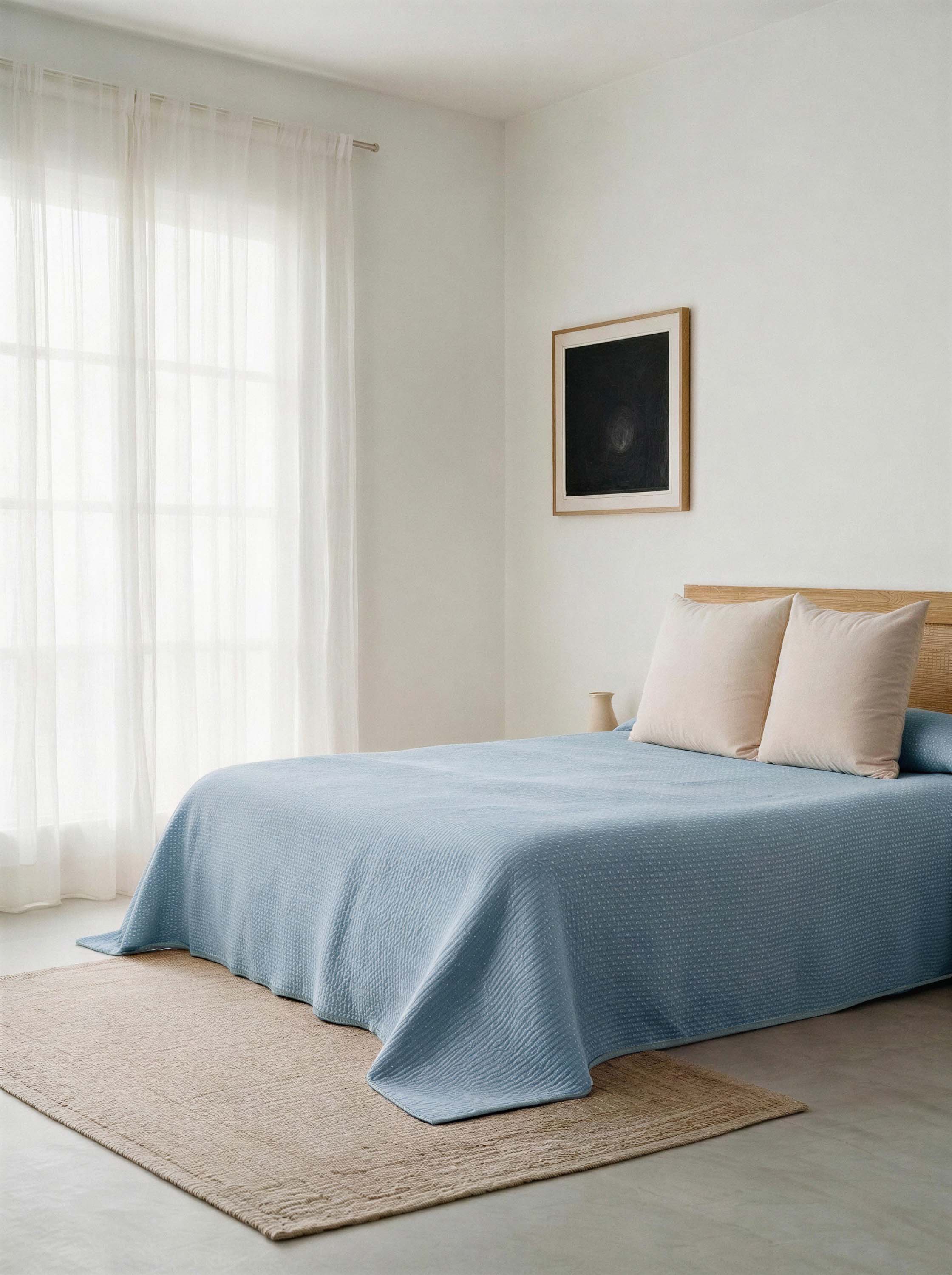 Colcha doble tela jacquard punto indigo