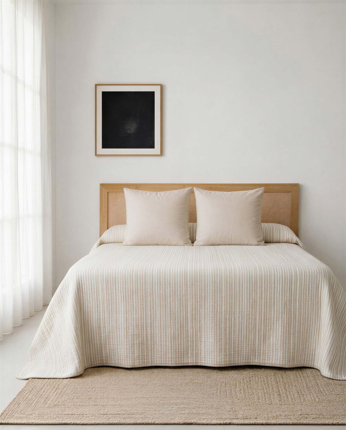 Colcha doble tela jacquard oli arena