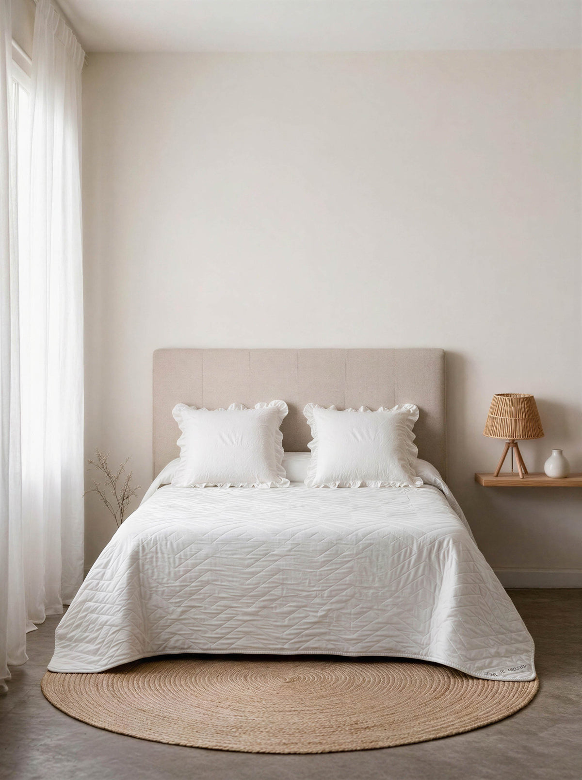 Colcha doble tela jacquard nela blanco