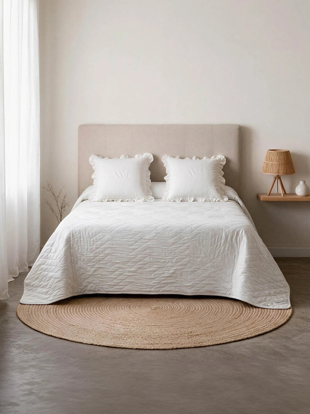 Colcha doble tela jacquard nela blanco