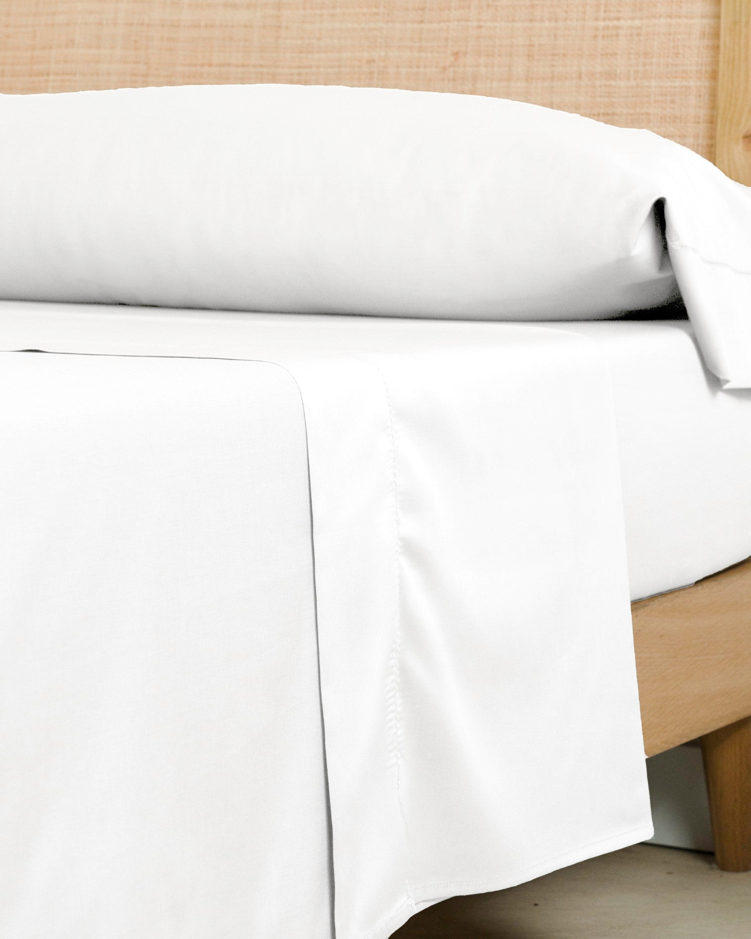 Juego de Sábanas Satén con Vainica Lisas Blanco