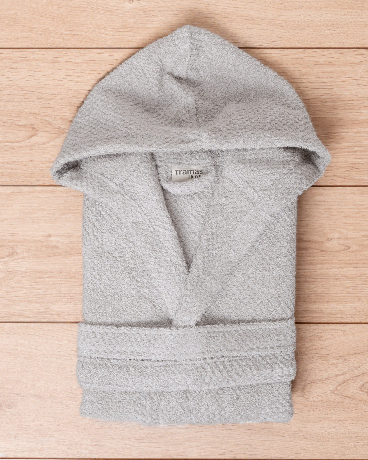 Albornoz Capucha 450g Chenilla Liso Gris Claro