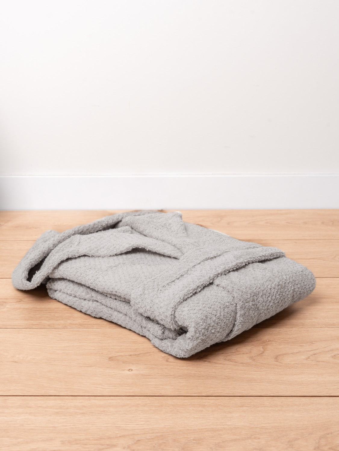 Albornoz Capucha 450g Chenilla Liso Gris Claro