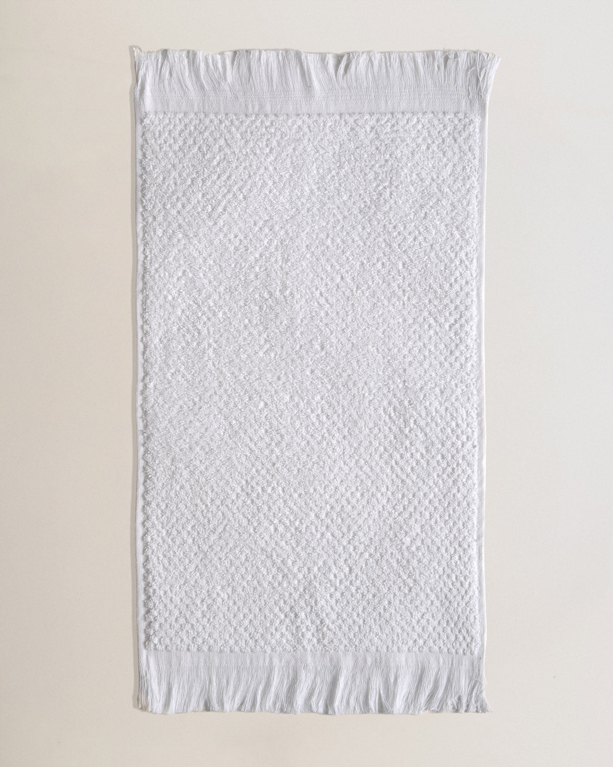 Chenille Towel with Fringe, Plain, 550g, White