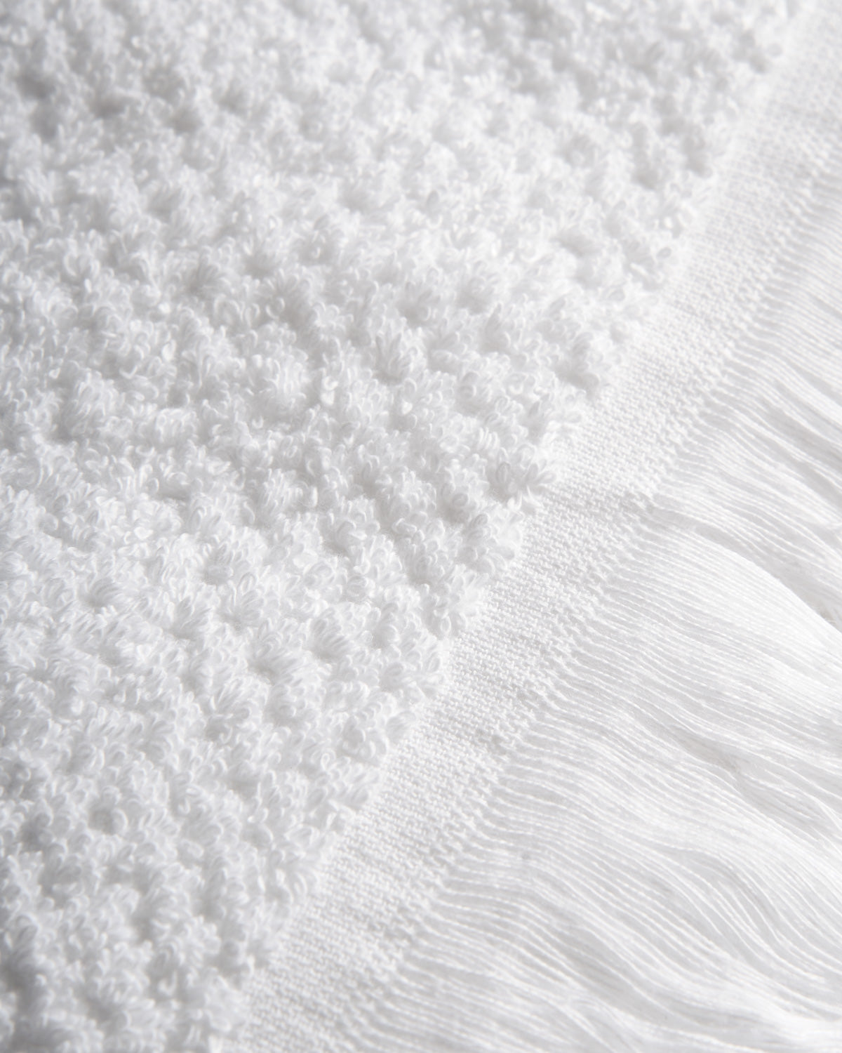 Chenille Towel with Fringe, Plain, 550g, White