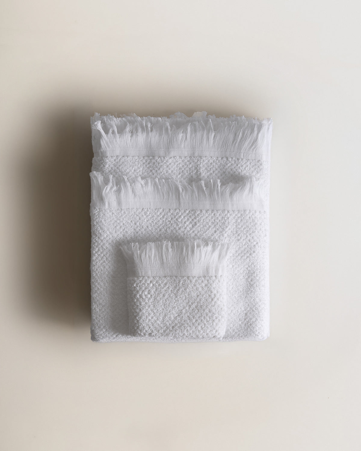 Chenille Towel with Fringe, Plain, 550g, White