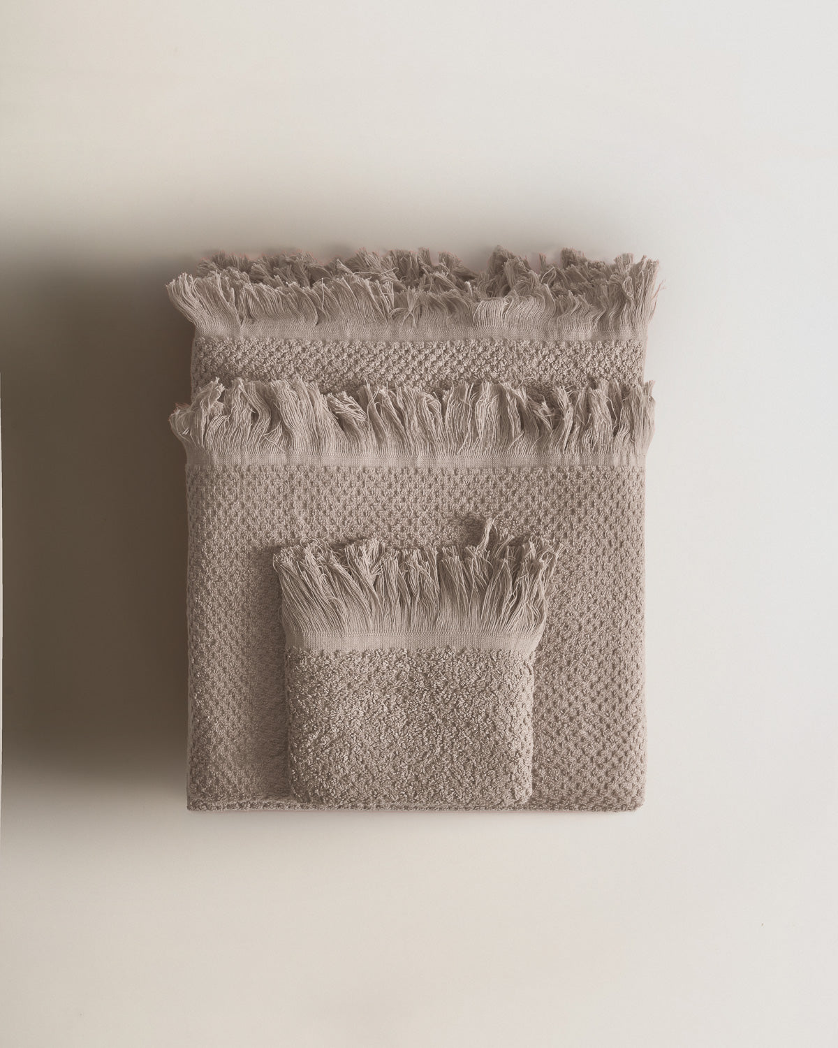 Chenille Towel with Fringe, Plain, 550g, Light Grey