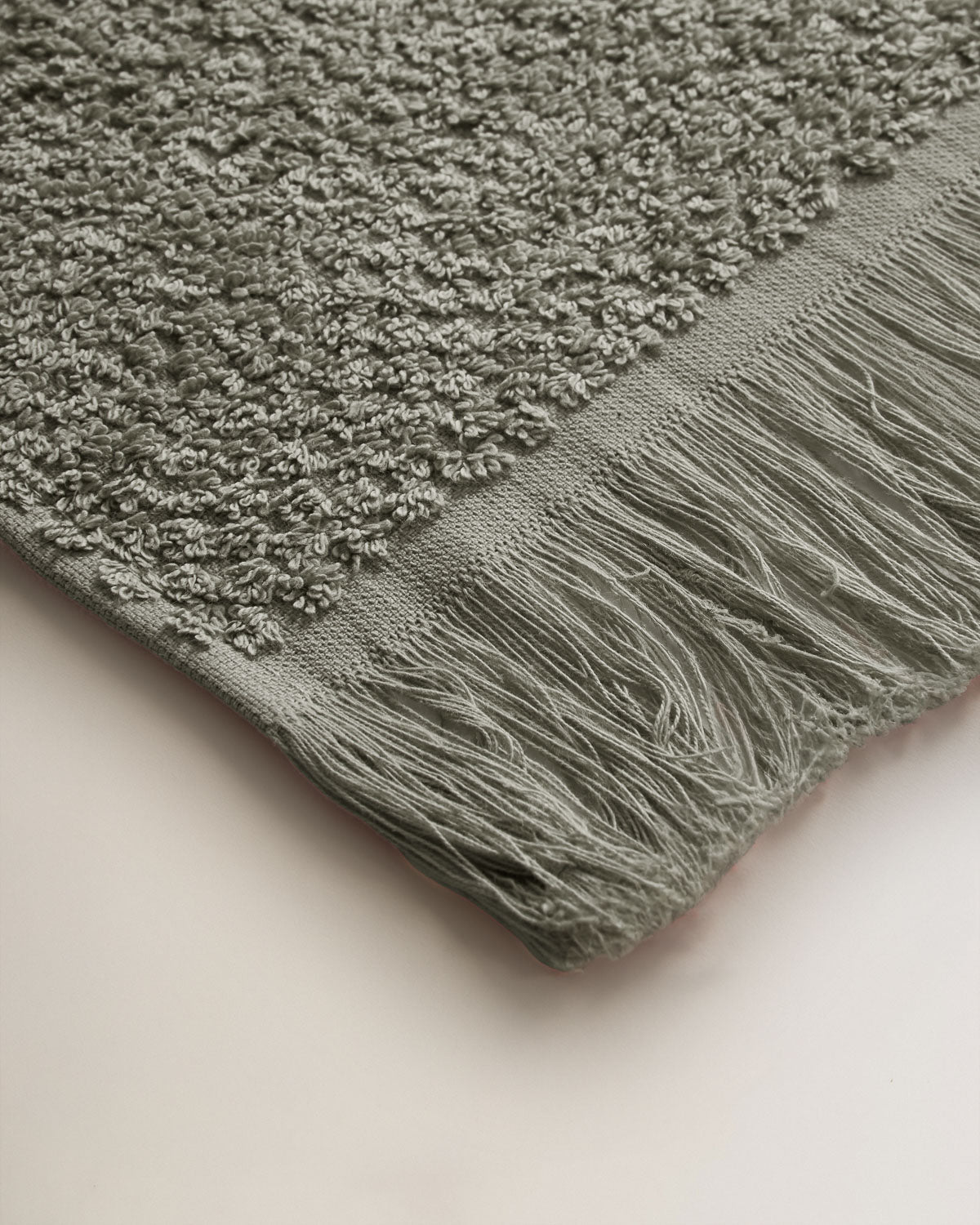 Chenille Towel with Fringe, Plain, 550g, Dry Green