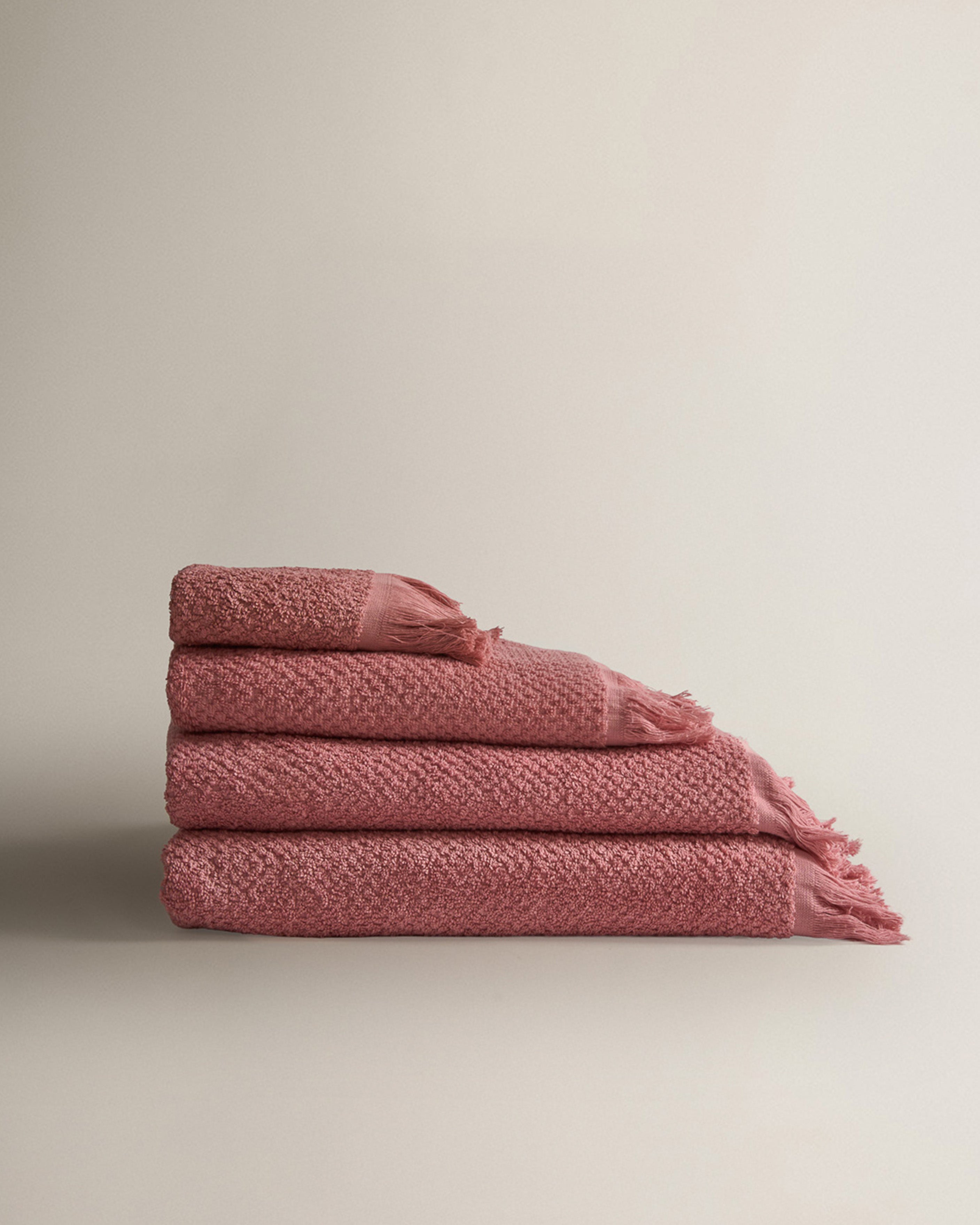Serviette chenille à franges, unie, 550 g, rose, Keike