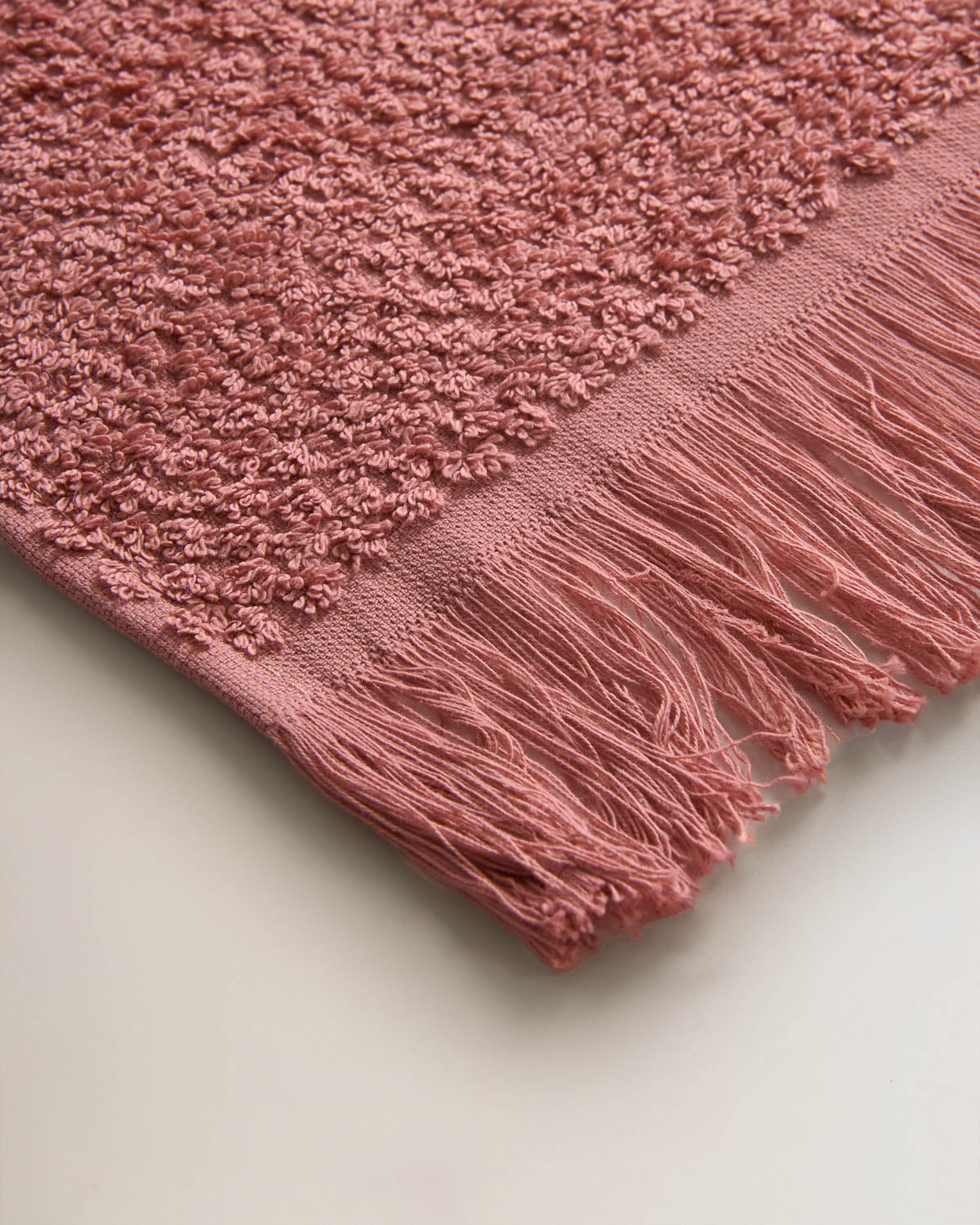 Serviette chenille à franges, unie, 550 g, rose, Keike