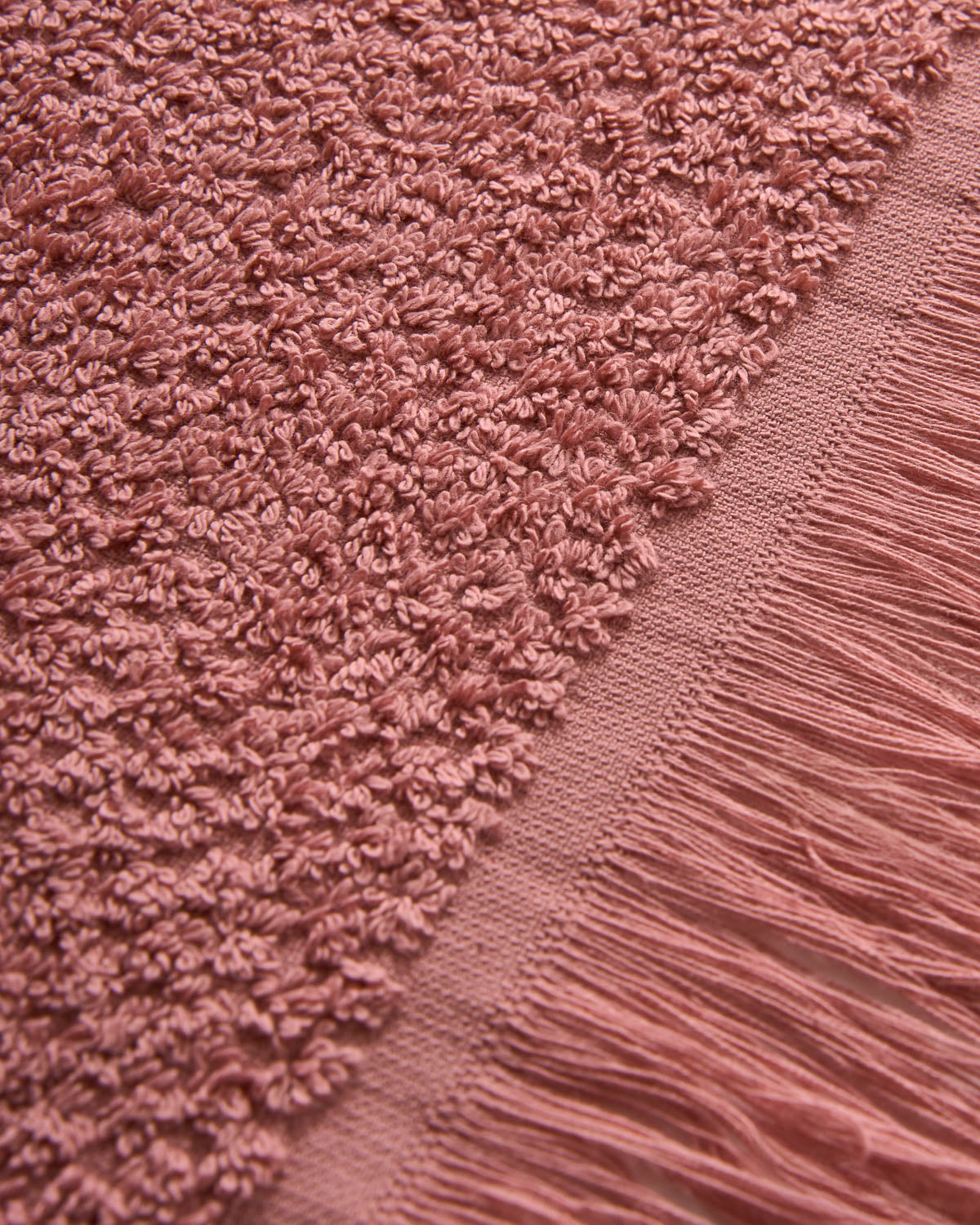 Serviette chenille à franges, unie, 550 g, rose, Keike