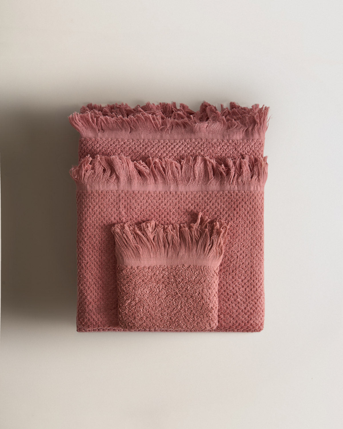 Serviette chenille à franges, unie, 550 g, rose, Keike