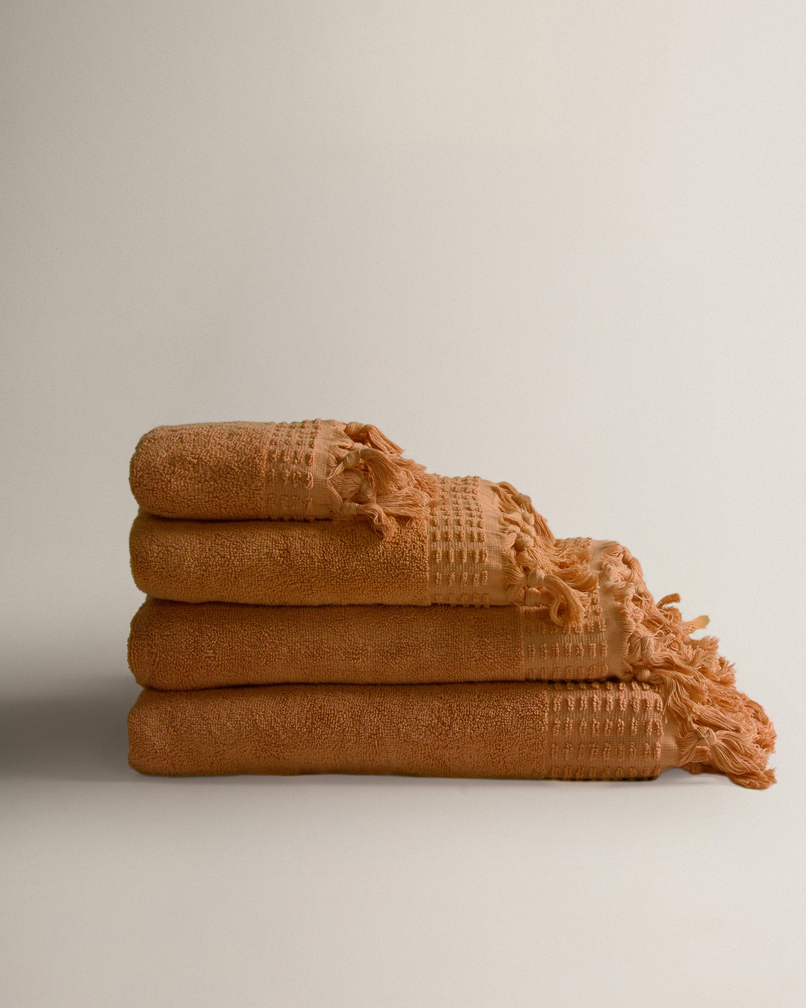 Plain Fringe Towel 550g Ochre