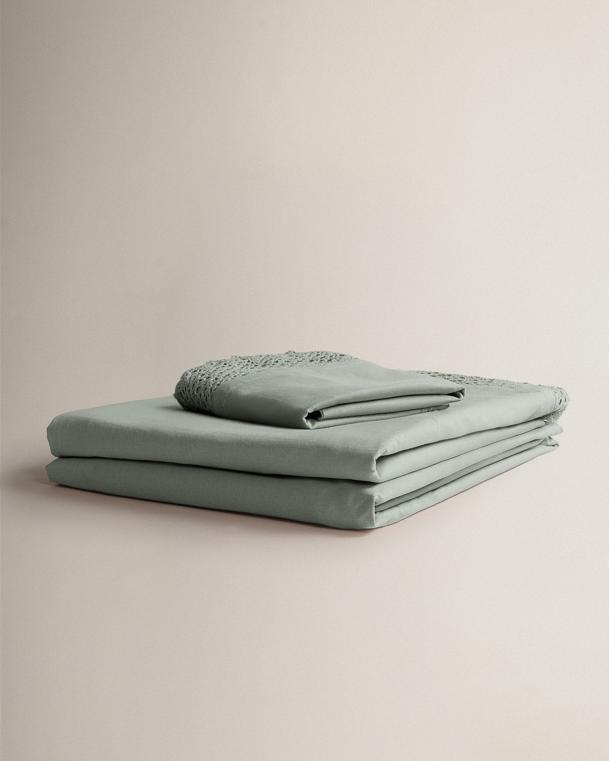 Juego de Sábanas Aplique Lisas Verde Seco