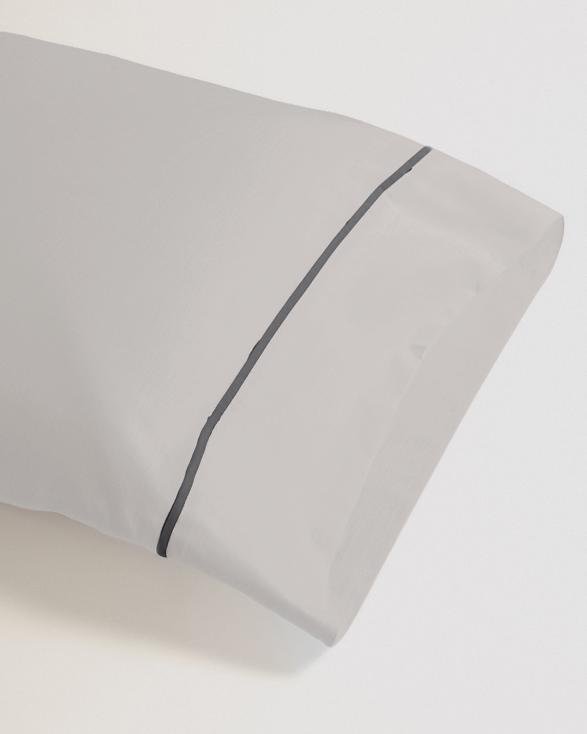 Funda de Almohada Algodón Percal con vivos Gris