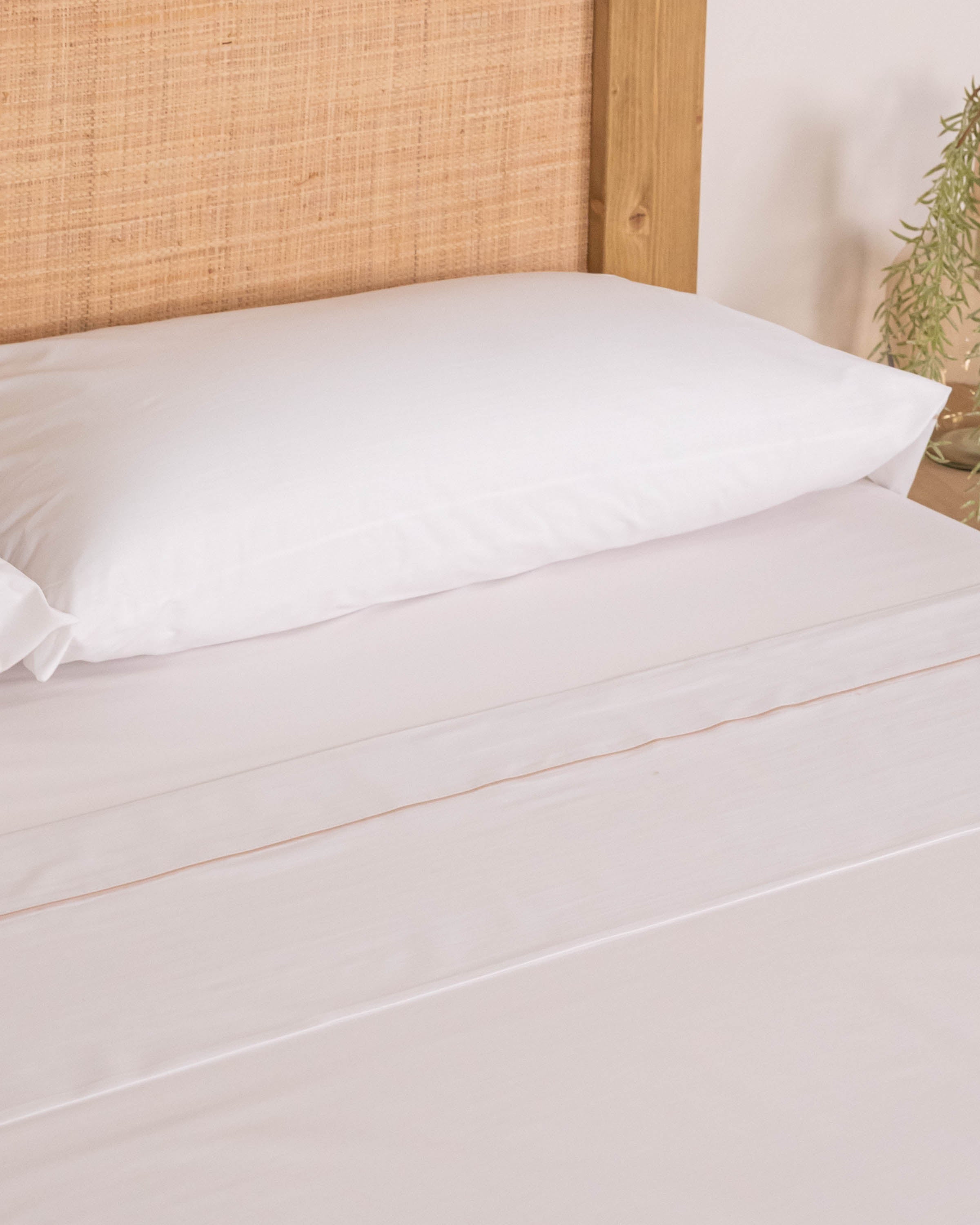 Joc de Llençols Cotó Percal amb Viu Blanc