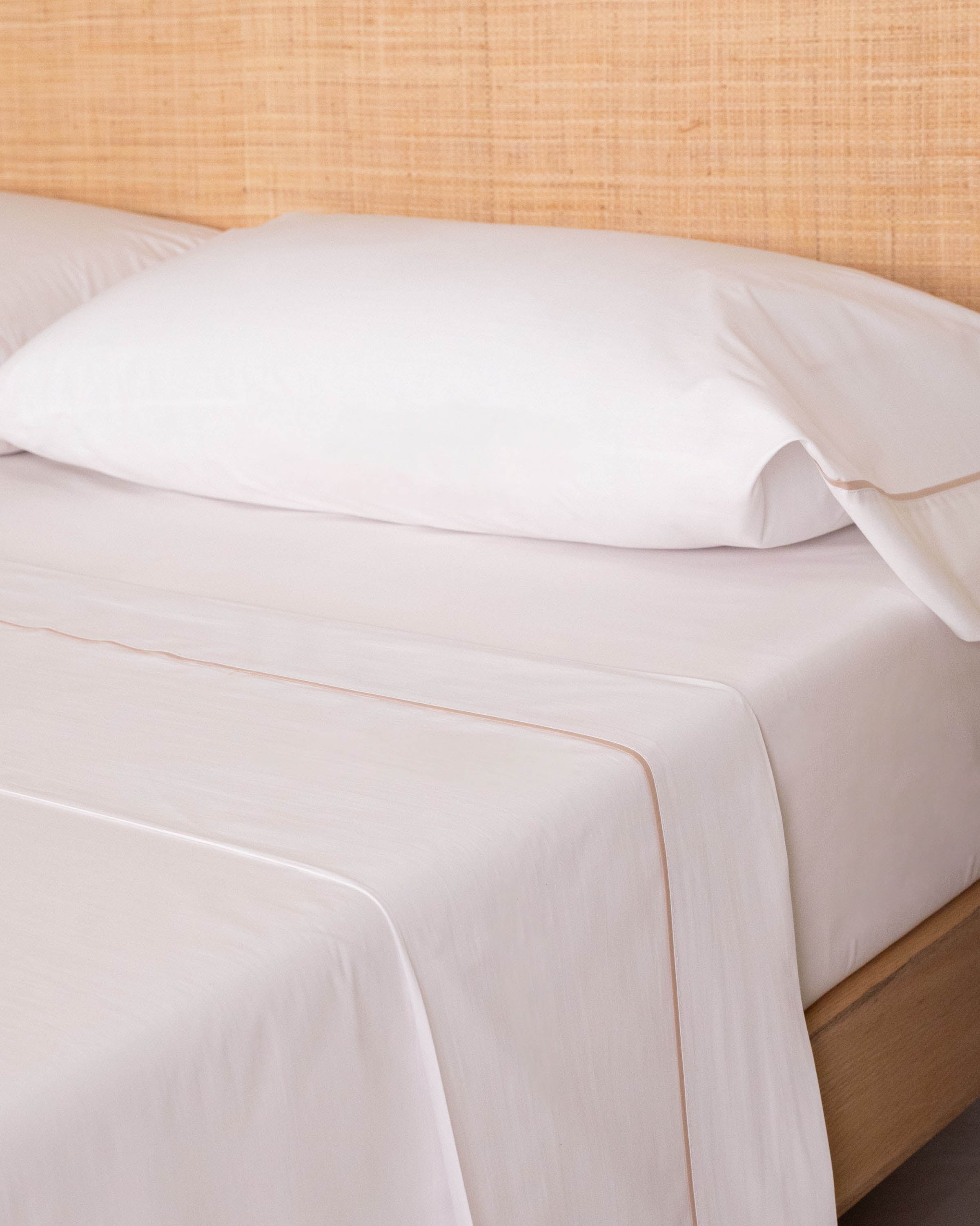 Joc de Llençols Cotó Percal amb Viu Blanc