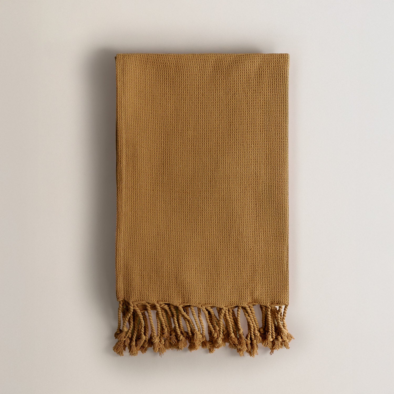 Plaid algodón waffle ocre