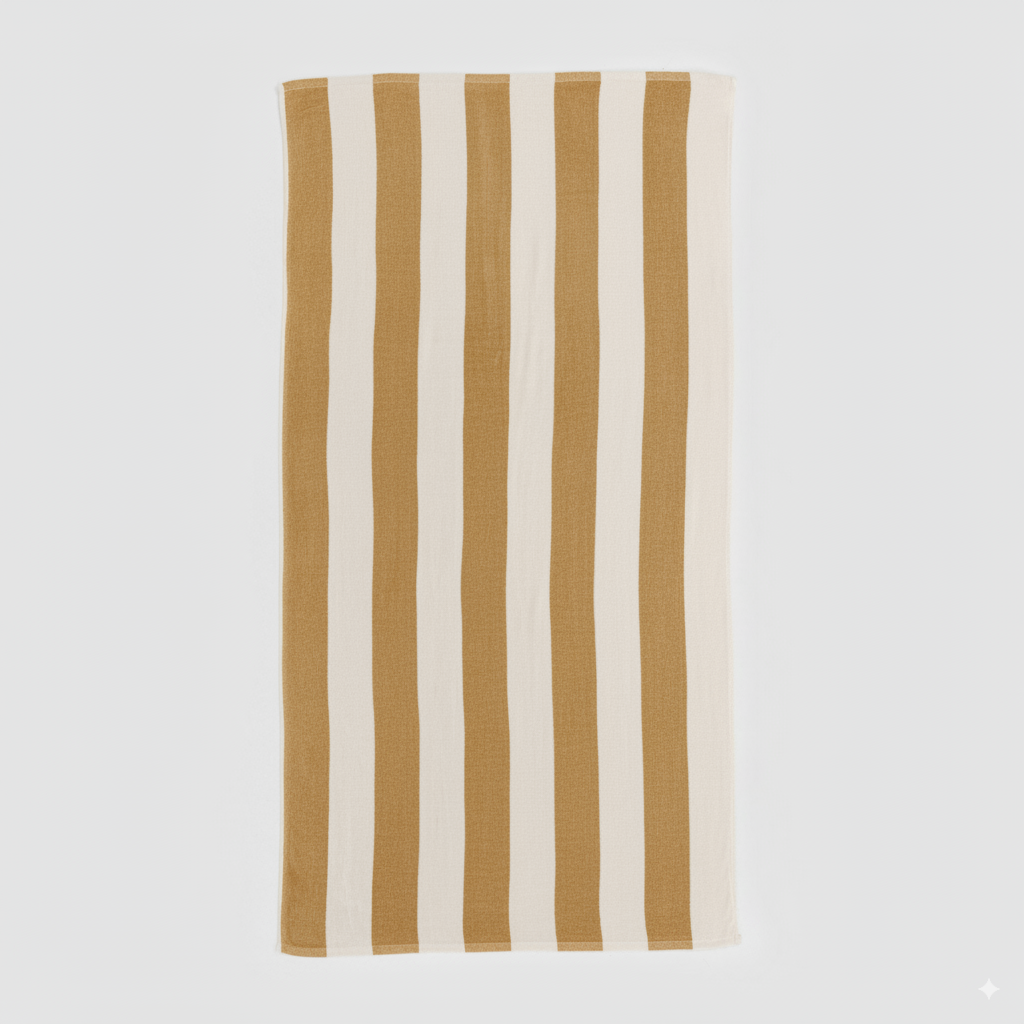 Toalla playa agodón rayas ocre (400 gr/m²)