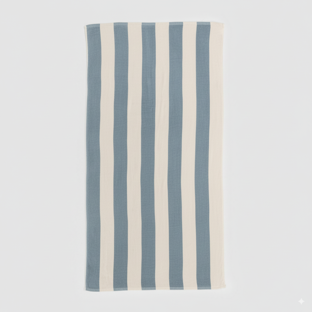 Toalla playa agodón rayas azul vaquero (400 gr/m²)