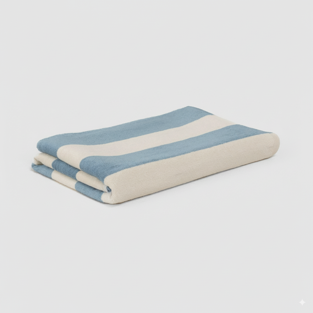 Toalla playa agodón rayas azul vaquero (400 gr/m²)
