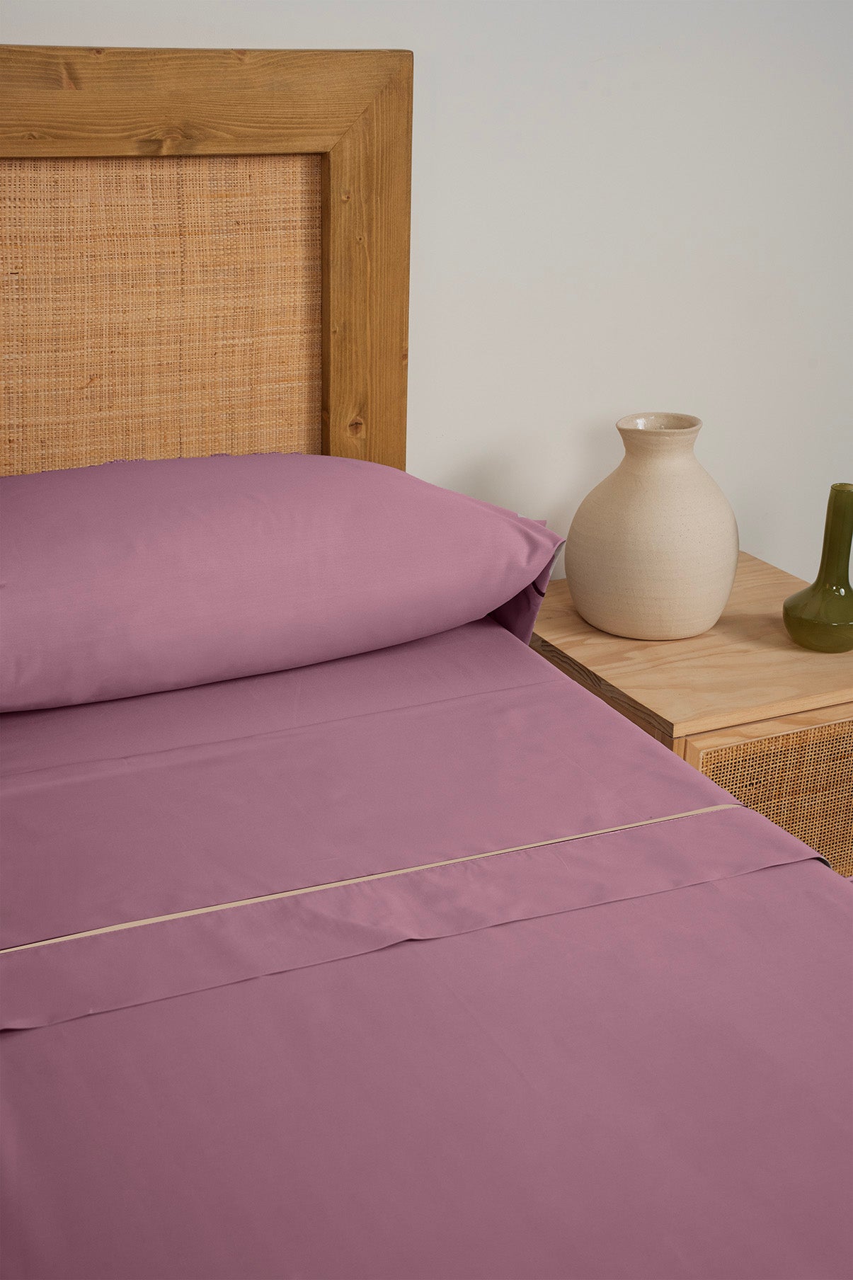 Joc de Llençols Cotó Percal amb Viu Morat Sec