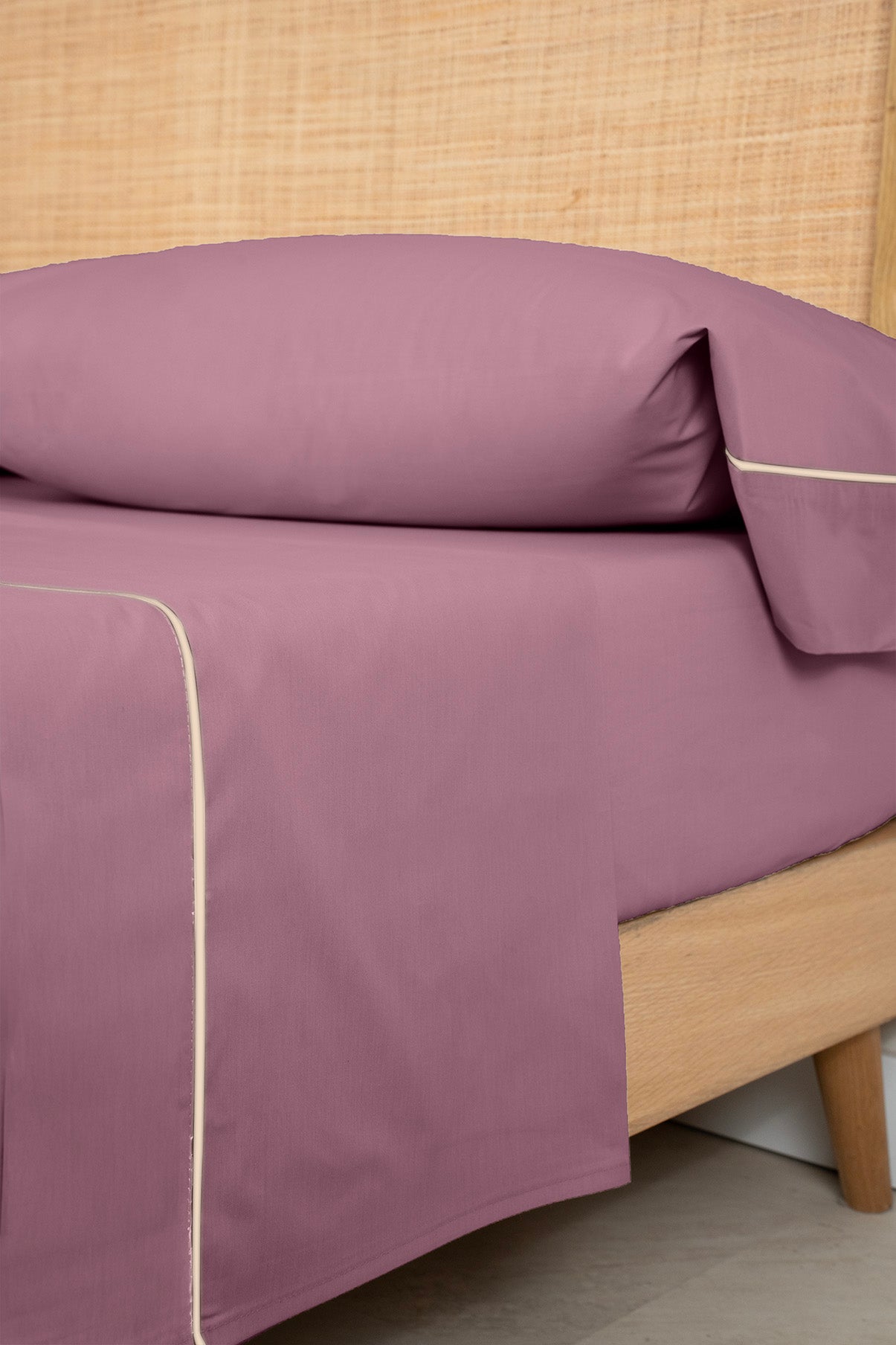 Joc de Llençols Cotó Percal amb Viu Morat Sec