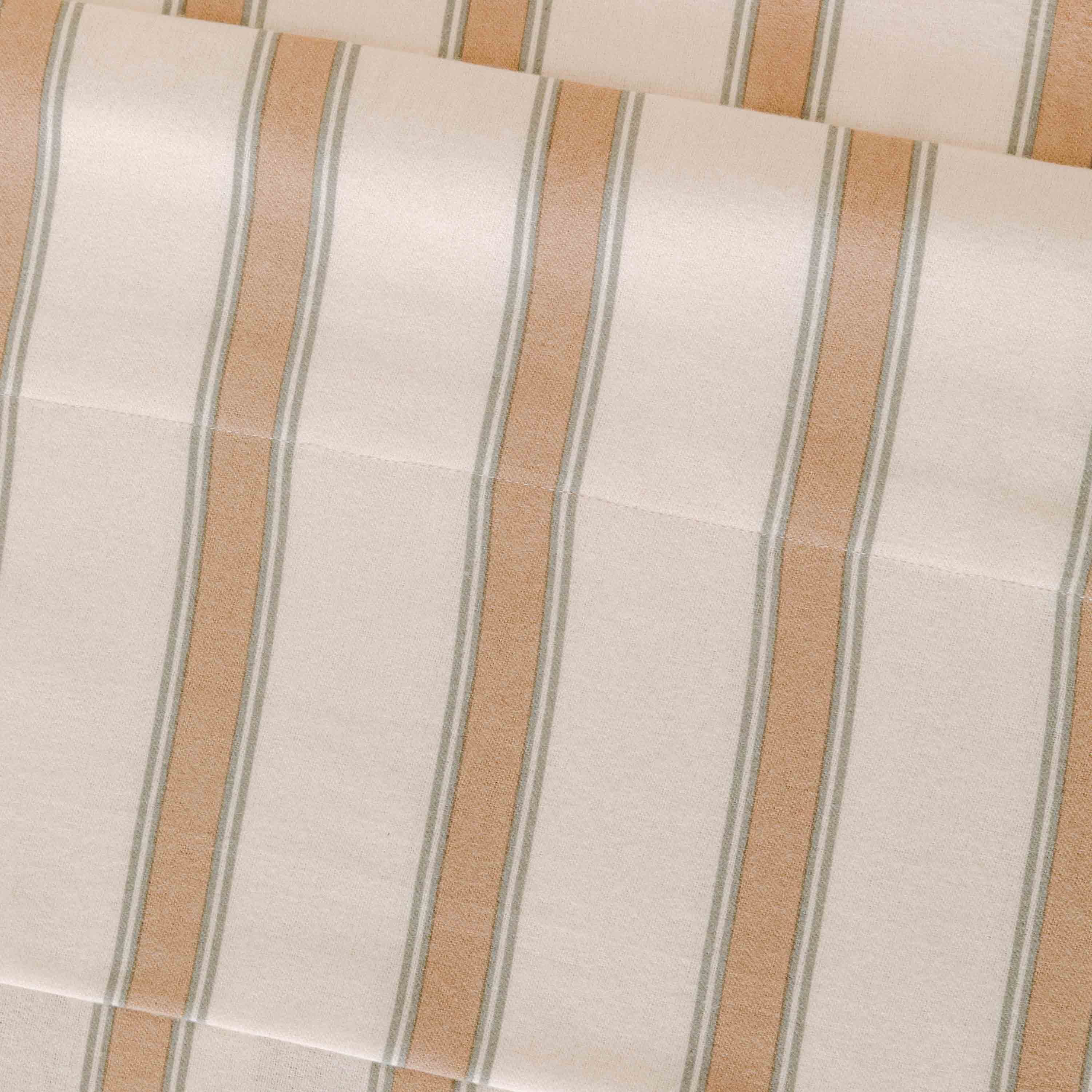 Juego de Sábanas Franela Raya Sitges verde seco - topo