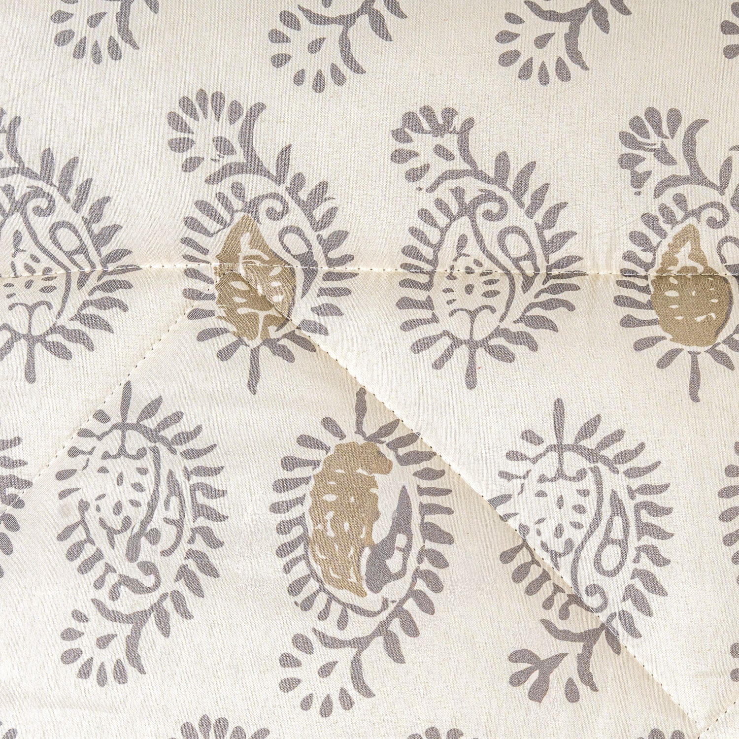 Edredón estampado Indonesia Gris/Verde