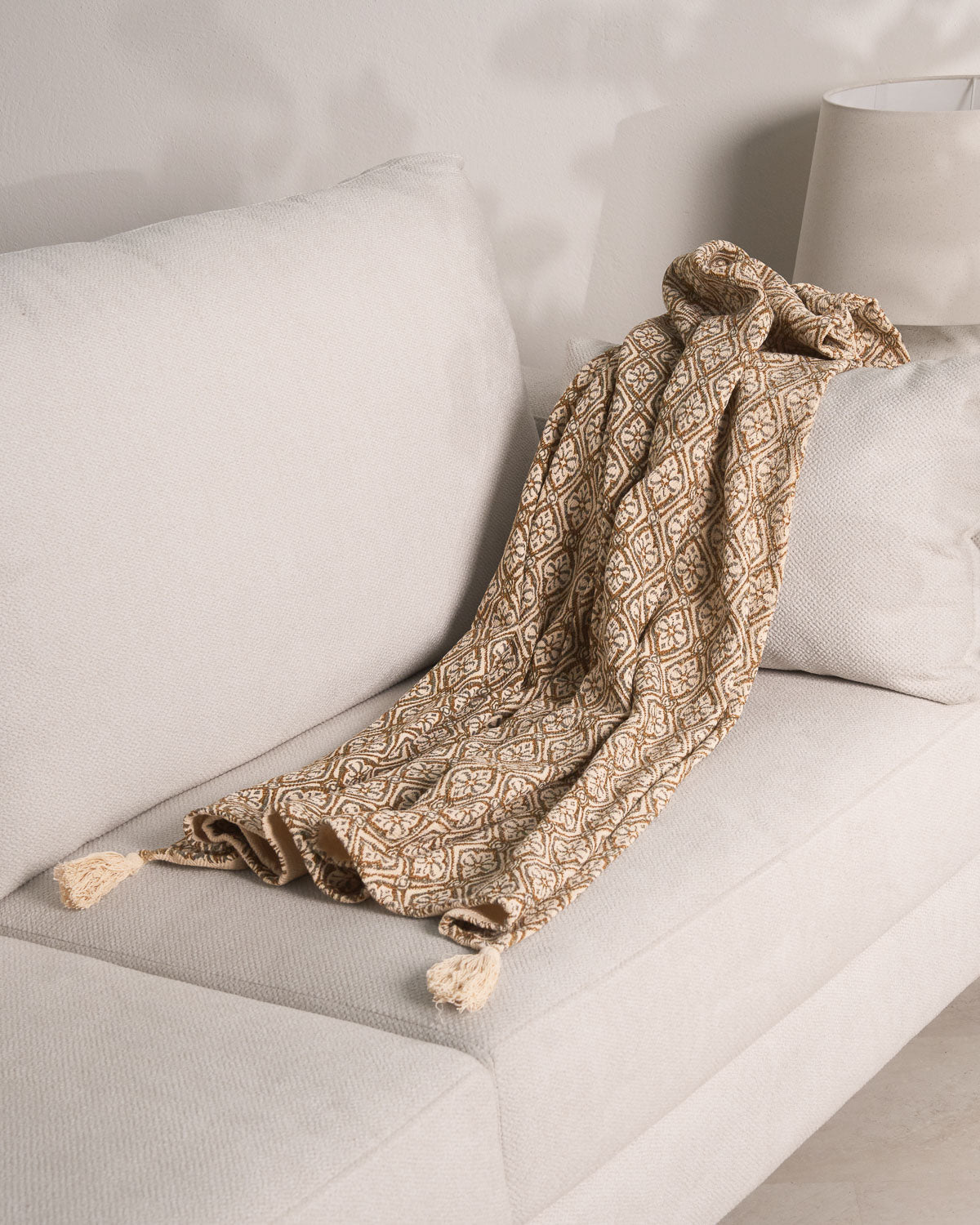 Plaid di cotone ocra Raquel