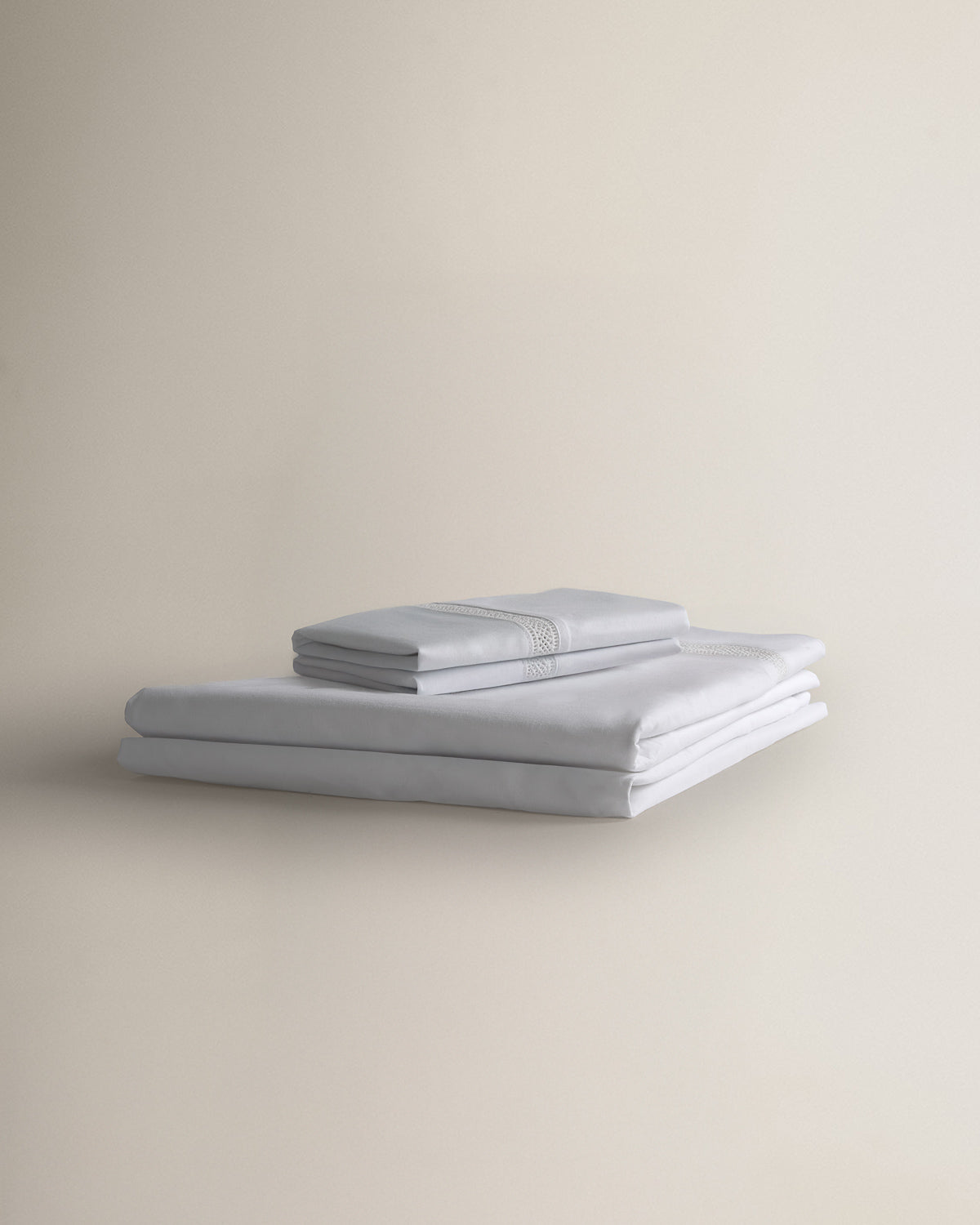 Juego sábanas algodón percal entredos blanco (180 hilos)