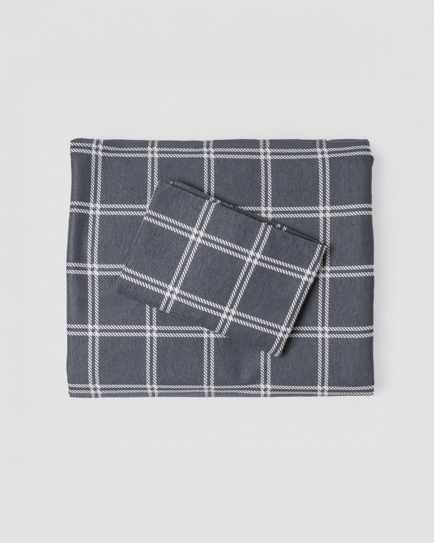 Juego de Sábanas Franela Cuadro Nitari Gris Claro