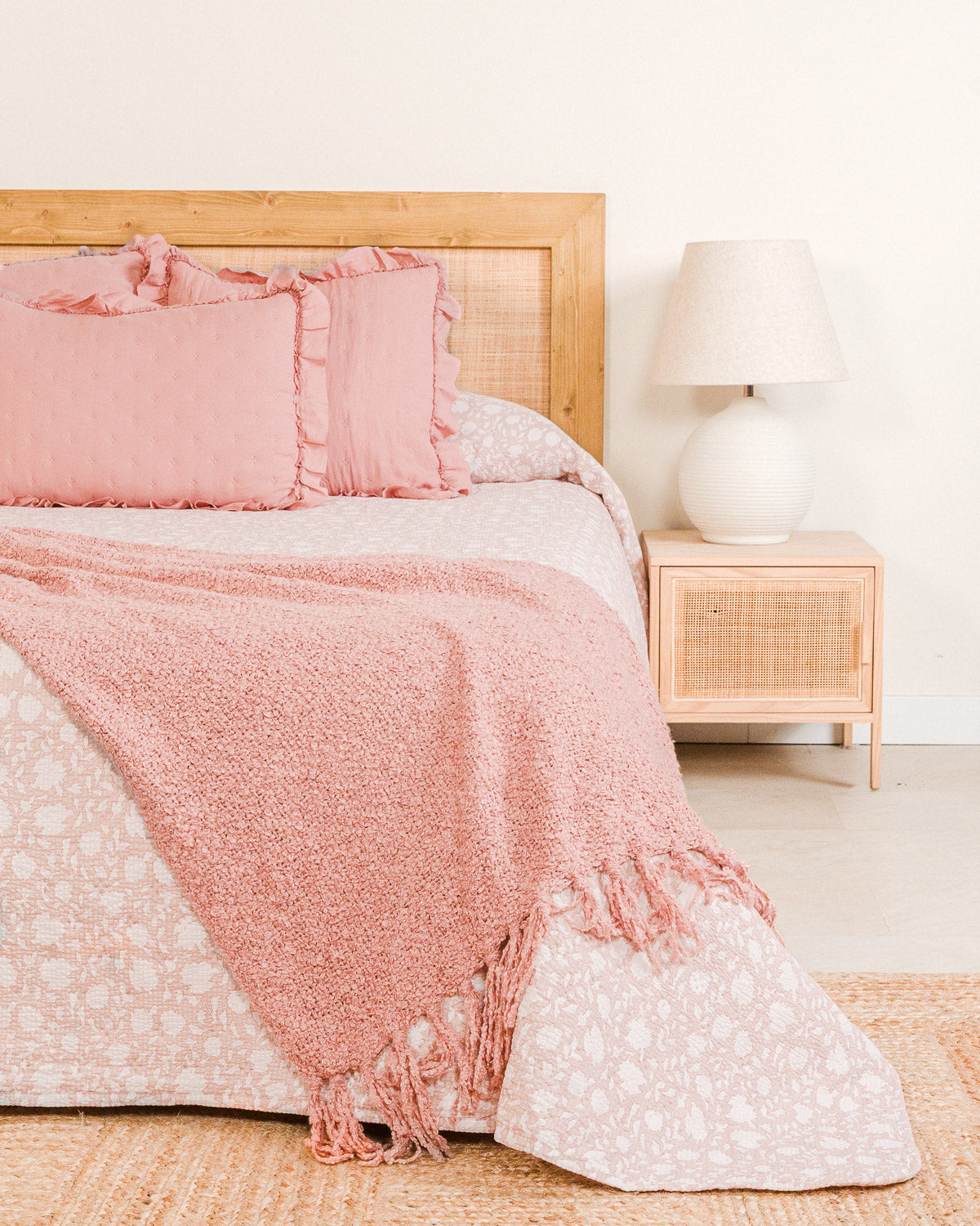 Colcha Seersucker Mozarabe Rosa Keike
