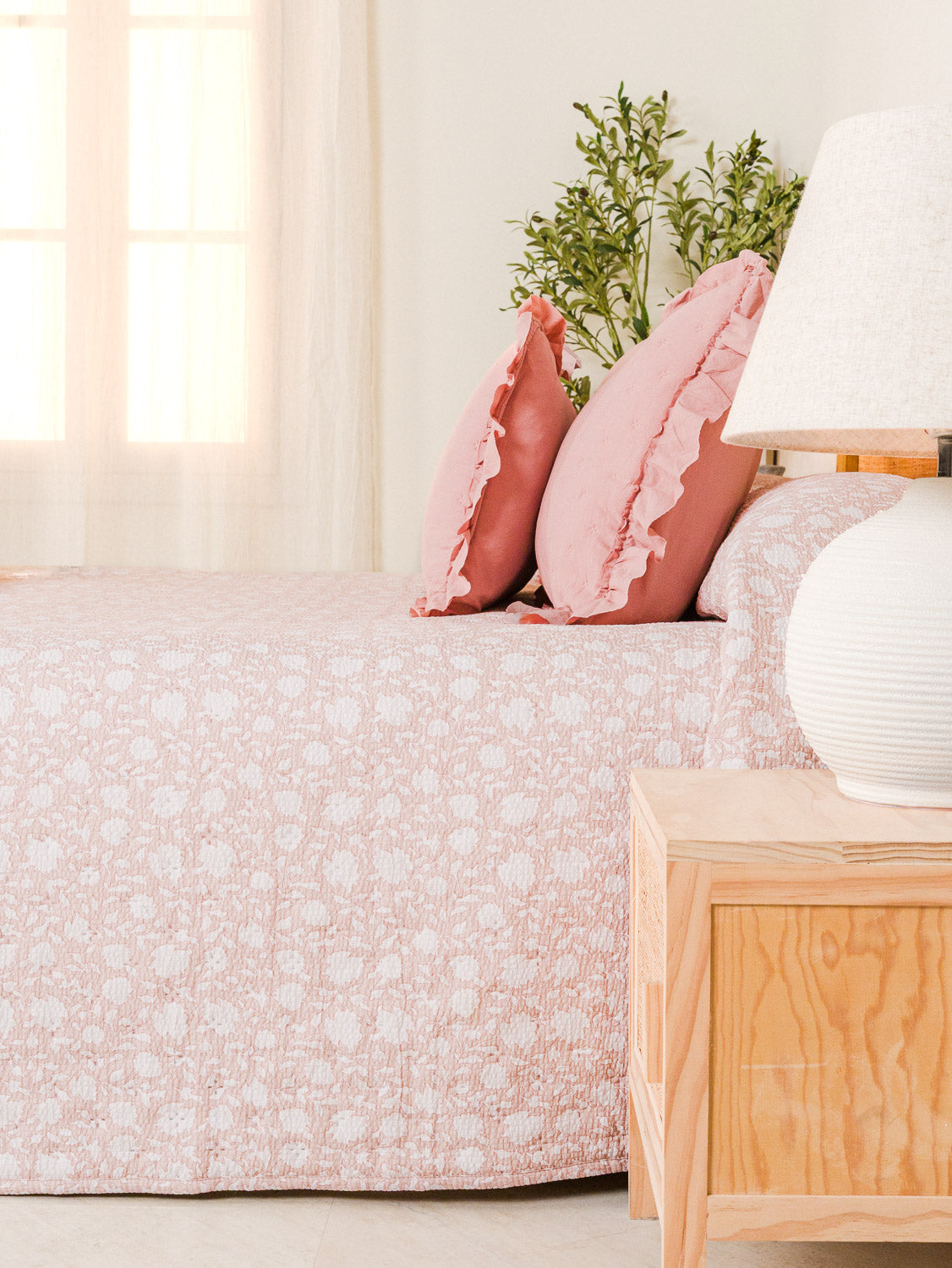 Colcha Seersucker Mozarabe Rosa Keike