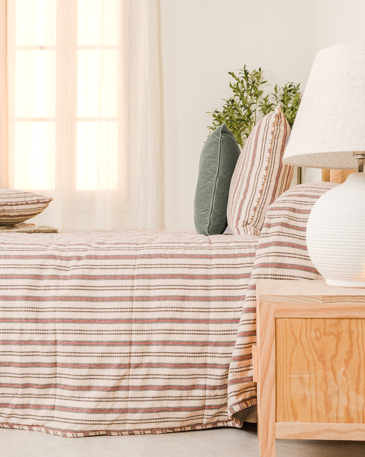 Colcha Jacquard Chenilla Raya Segovia Verde Seco