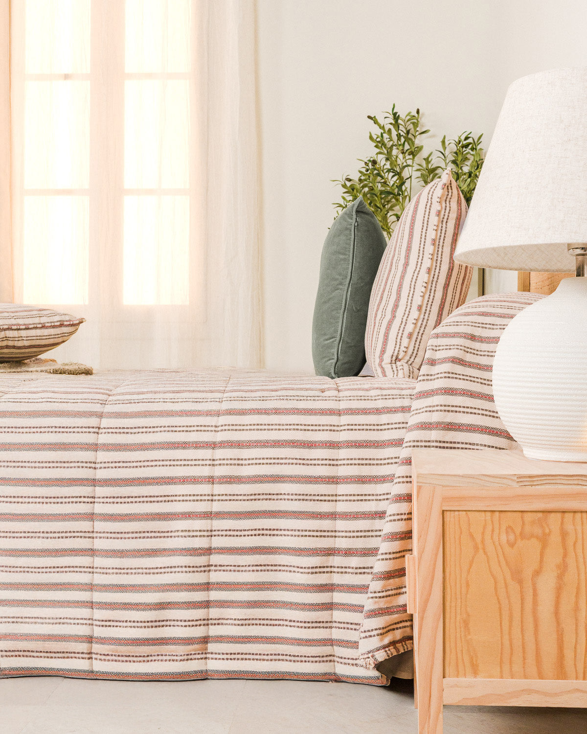 Colcha Jacquard Chenilla Raya Segovia Verde Seco