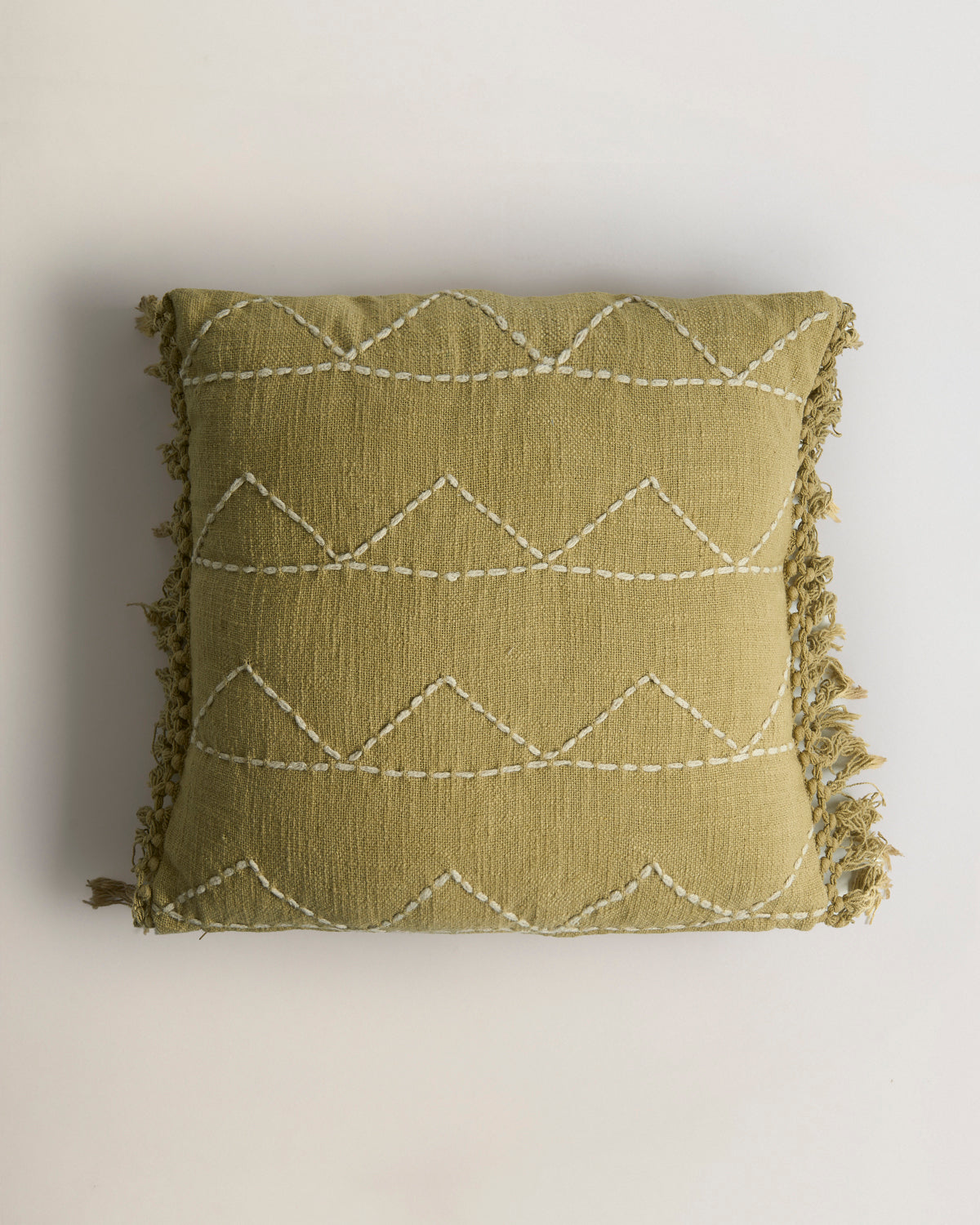 Cojín algodón kantha verde