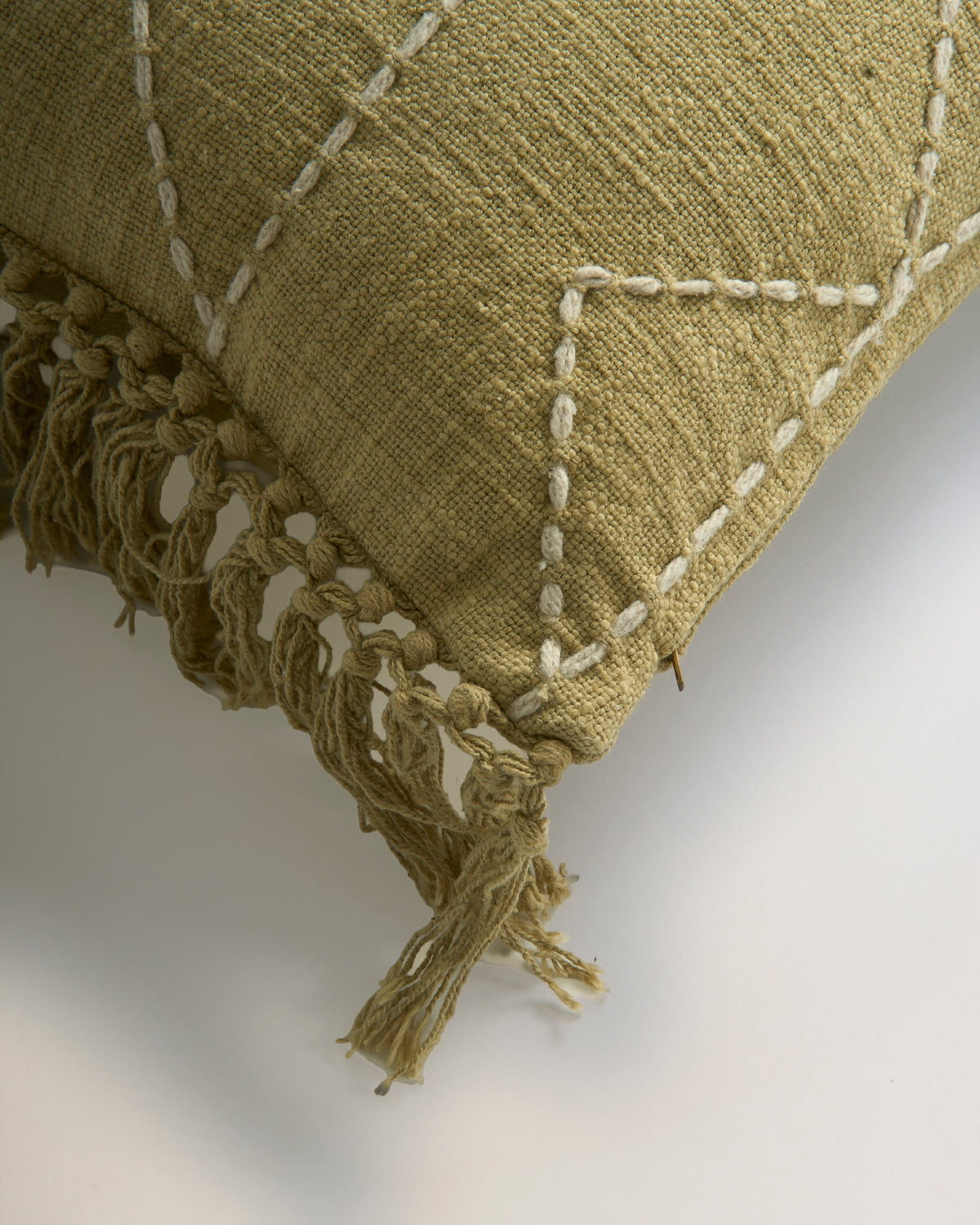 Cojín algodón kantha verde