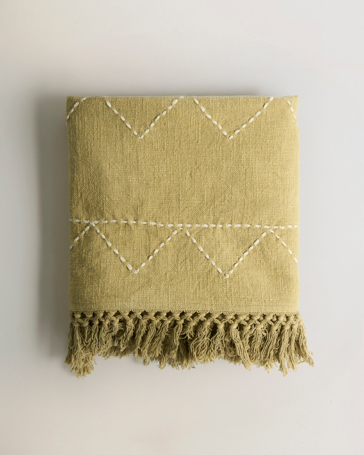 Plaid algodón kantha work verde