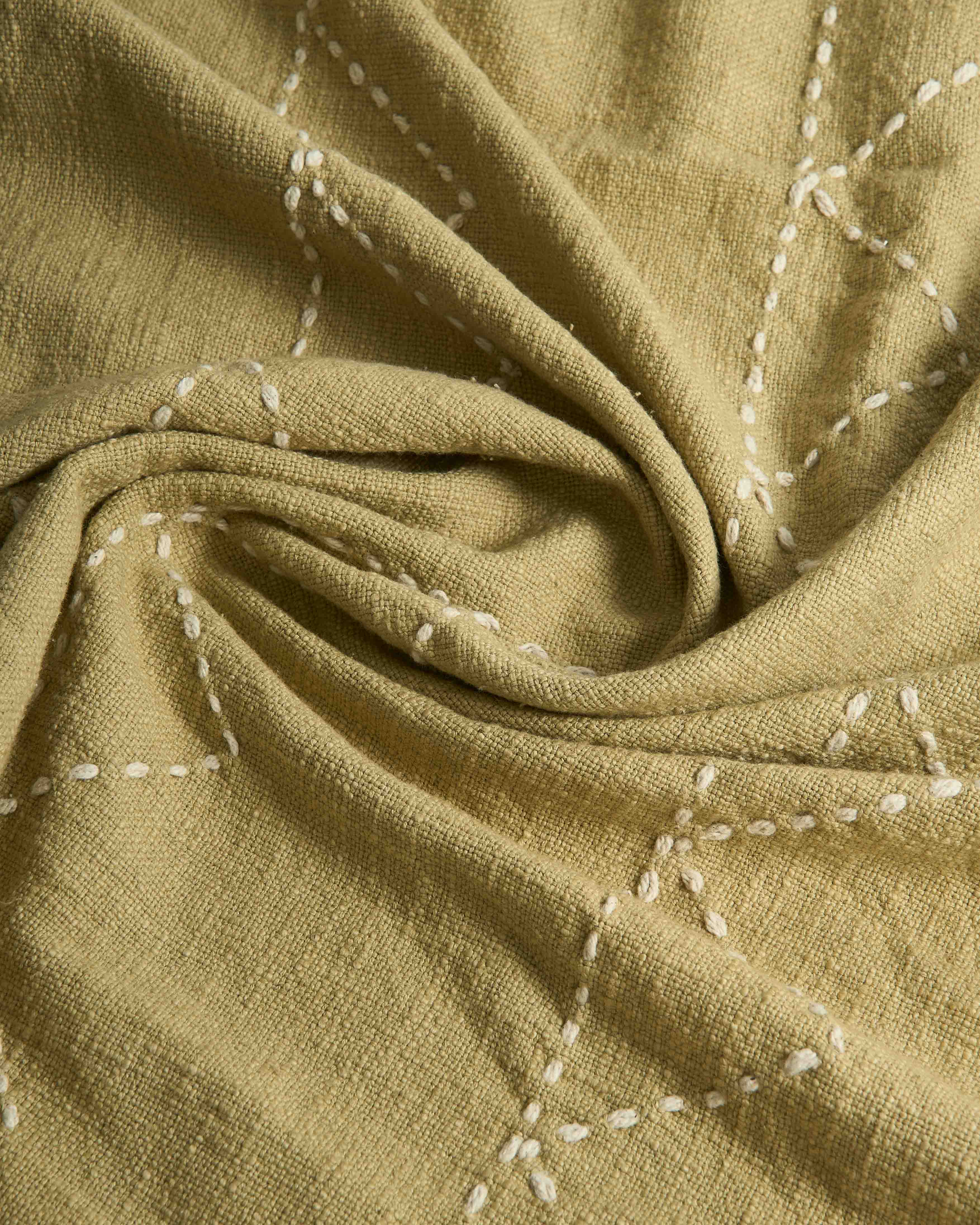 Plaid algodón kantha work verde