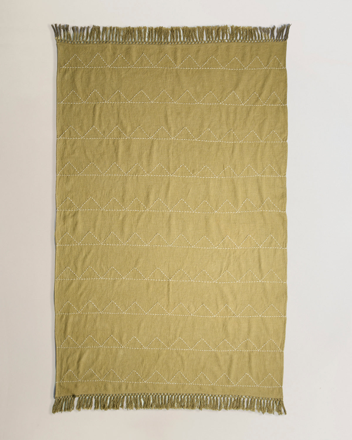 Plaid algodón kantha work verde